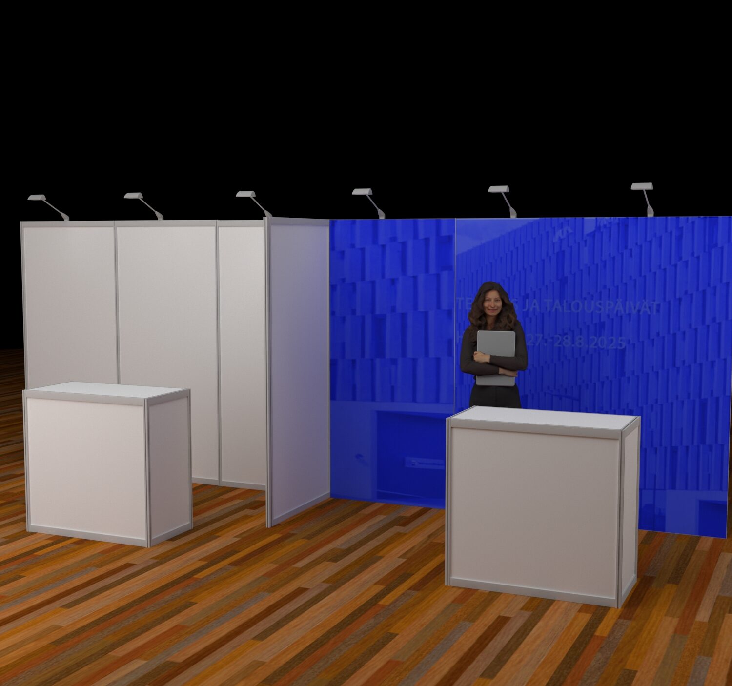 3x2m näyttelypaikan takaseinän brändäys takaseinän tulosteella