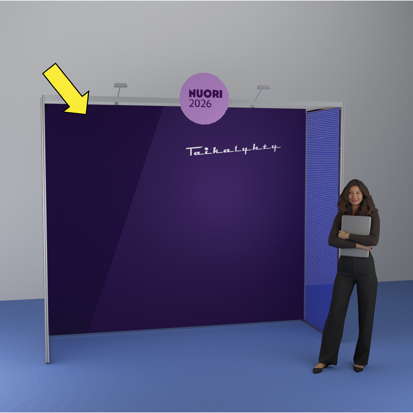 Osaston takaseinän brändääminen NUORI26 (osasto 6 tai 9m2)