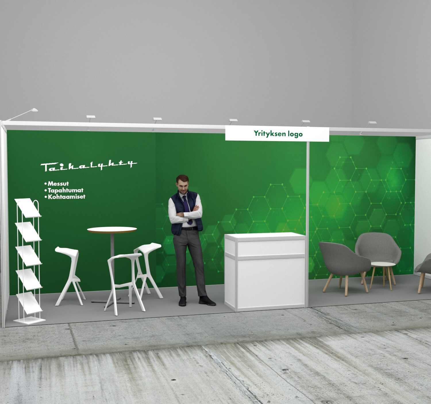 2x7m=14m2 TASKUOSASTO: 1 seinän brändäys