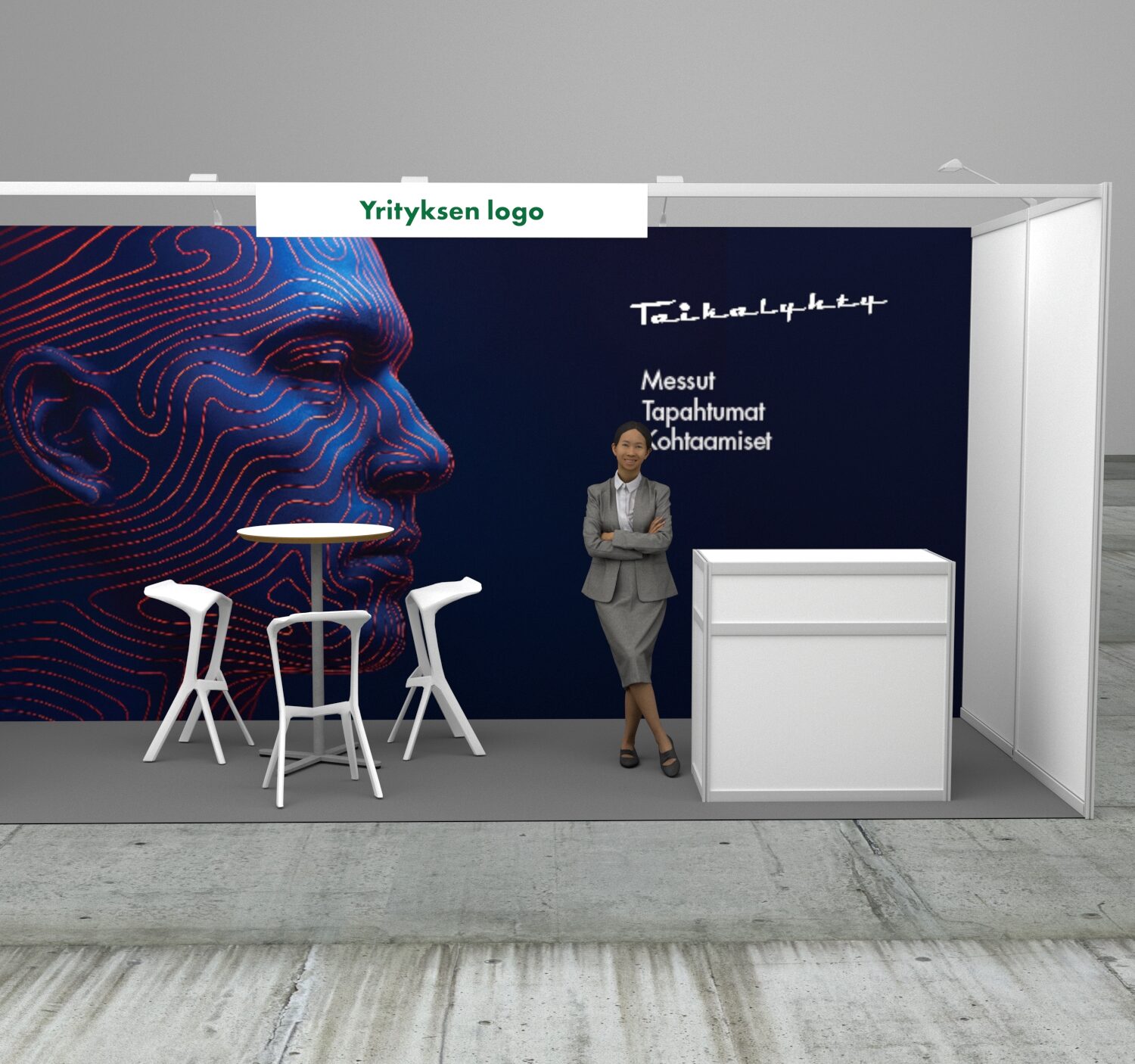 2x5m=10m2 TASKUOSASTO: 1 seinän brändäys